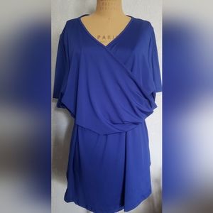 Flycurvy Blue Ruffles  Cross Wrapped Front Top Size 3XL